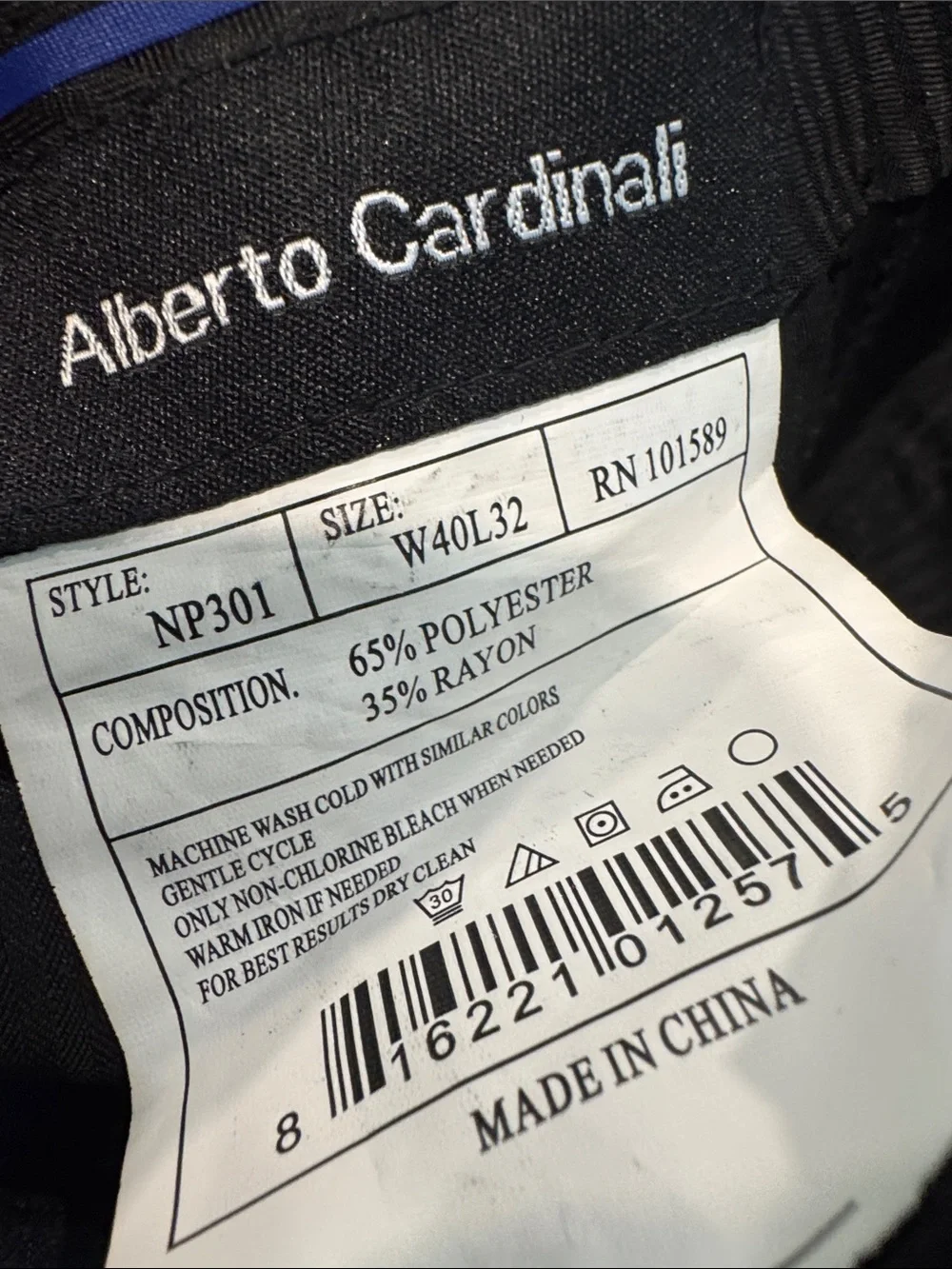 Alberto Cardinali Men’s Black Dress Pants Size W40 L32